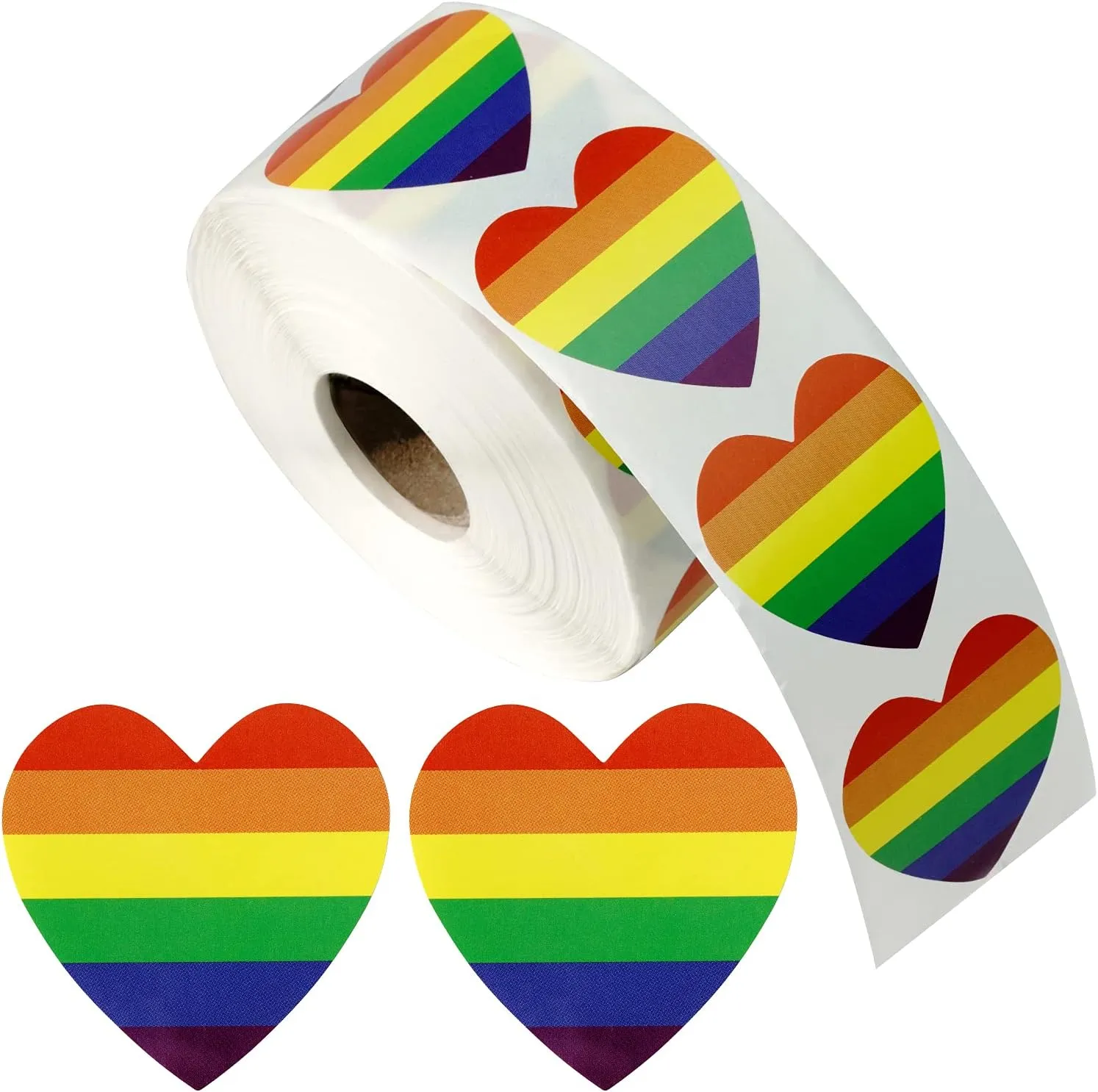 1000 Pcs Gay Pride Stickers LGBTQ  Heart Rainbow Pride Sticker for Transgender Lesbian LGBTQ Pride Parades Festival Party Decoration Mardi Gras Events Gift
