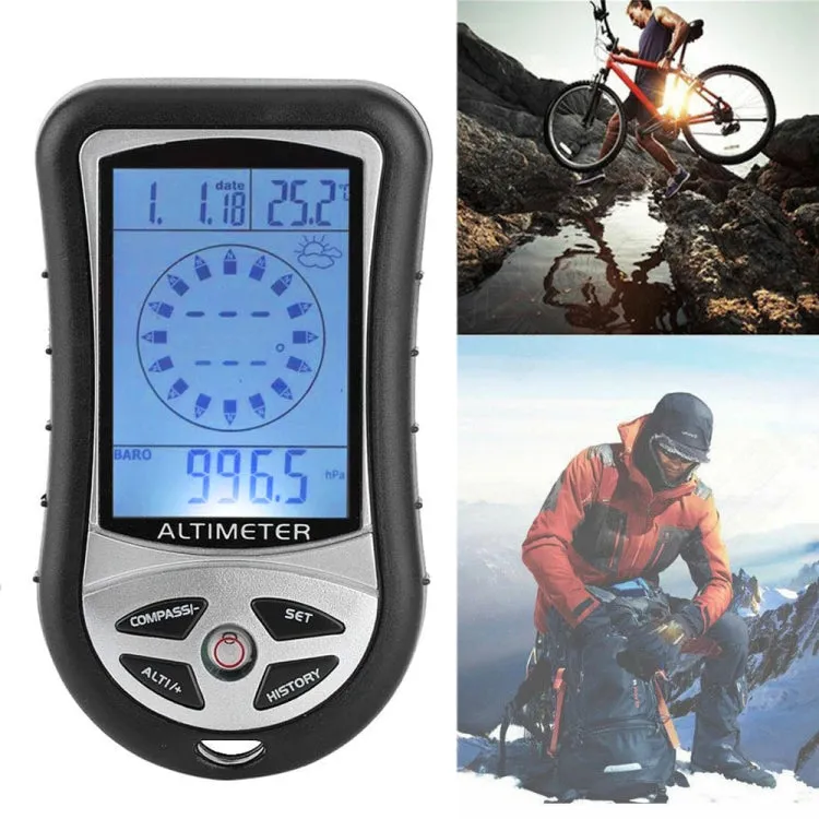 8 in 1 (Altimeter   Weather   Altitude   Compass   Thermometer   Clock   Calender   LED Backlight) Multifunction Digital Altimeter Watch Compass