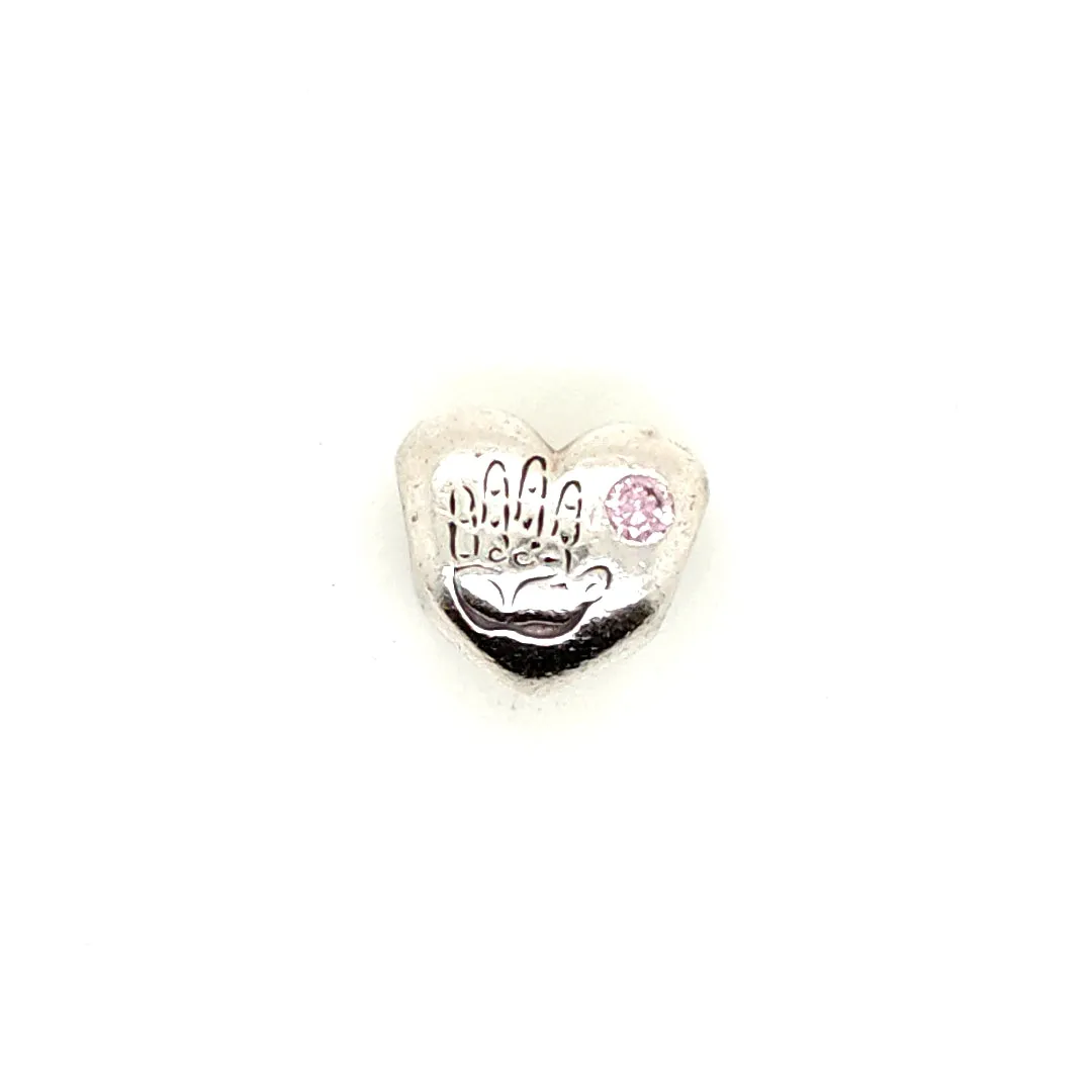 925 Silver Pandora Its a Girl with Gem Charm Approx 3.7g Preowned