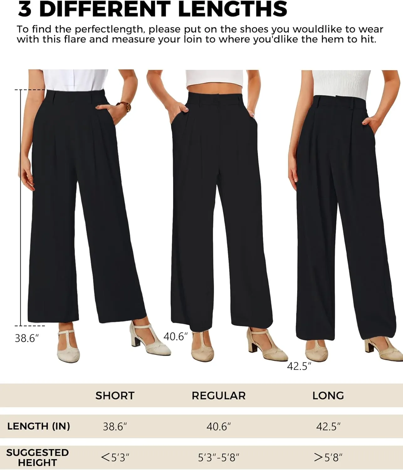 Buauty Wide Leg Dress Pants High Waisted Business Work Casual Pants Suit Long Straight Trousers Dressy Outfits Slacks
