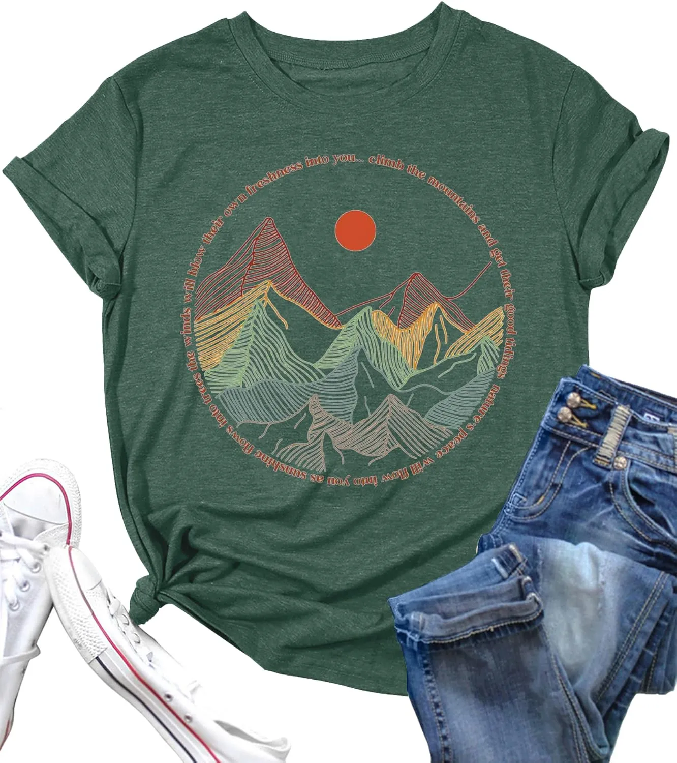 Christian Shirt Women Hiking Shirts Faith Can Move Mountains Tshirts Camping Graphic Tees Adventure Tops