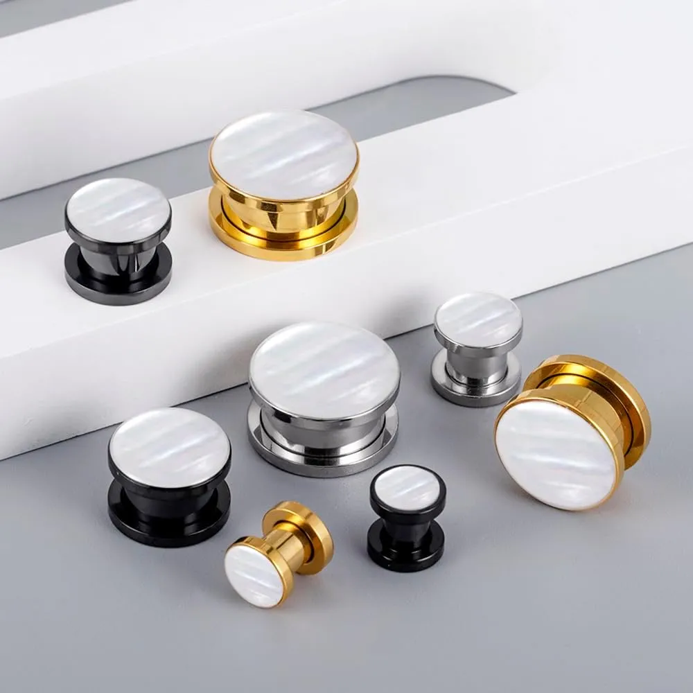 DOEARKO 2 Pairs Conch Shell Ear Gauges Tunnels and Plugs 316L Stainless Steel Hypoallergenic Earrings Ears Expander Body Jewelry