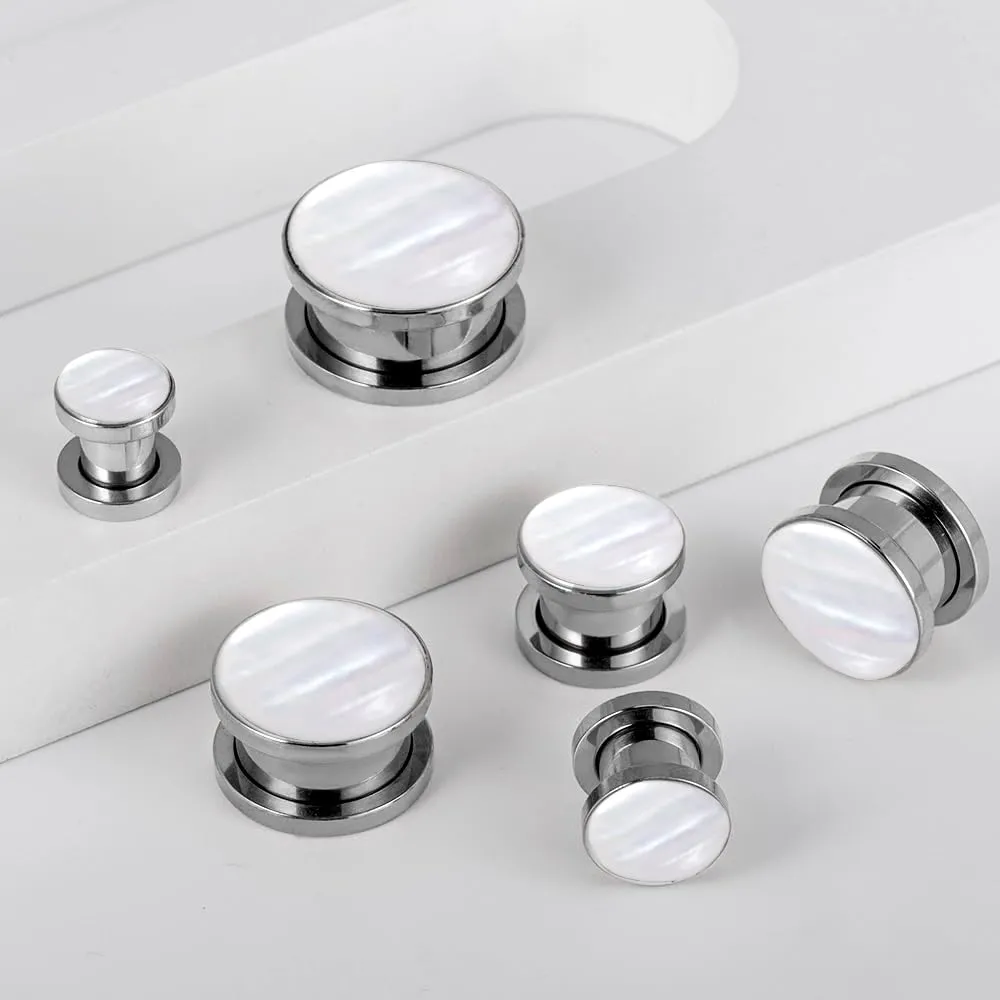 DOEARKO 2 Pairs Conch Shell Ear Gauges Tunnels and Plugs 316L Stainless Steel Hypoallergenic Earrings Ears Expander Body Jewelry