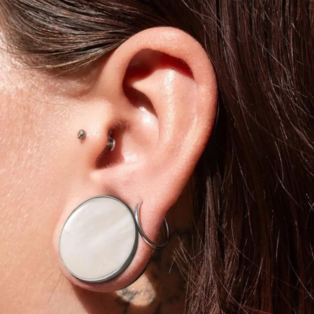 DOEARKO 2 Pairs Conch Shell Ear Gauges Tunnels and Plugs 316L Stainless Steel Hypoallergenic Earrings Ears Expander Body Jewelry