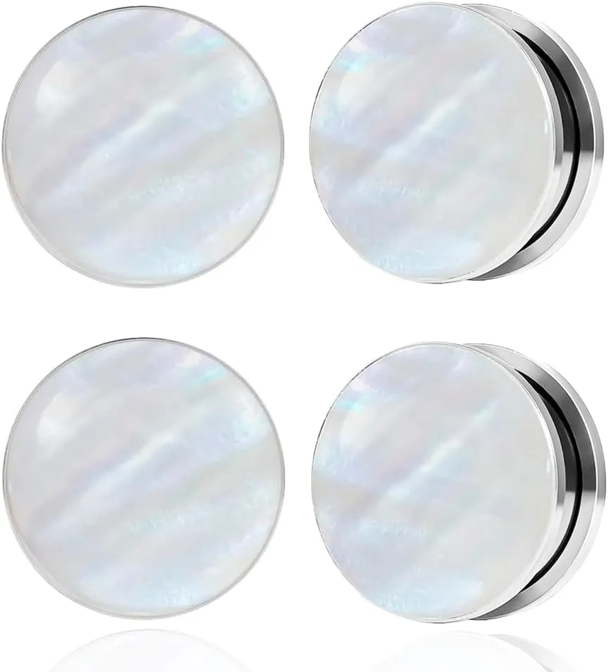 DOEARKO 2 Pairs Conch Shell Ear Gauges Tunnels and Plugs 316L Stainless Steel Hypoallergenic Earrings Ears Expander Body Jewelry