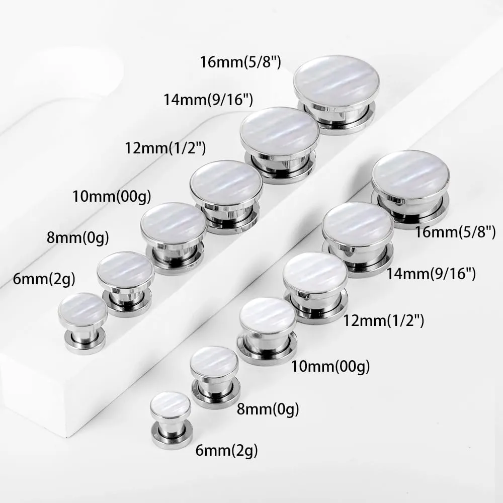 DOEARKO 2 Pairs Conch Shell Ear Gauges Tunnels and Plugs 316L Stainless Steel Hypoallergenic Earrings Ears Expander Body Jewelry