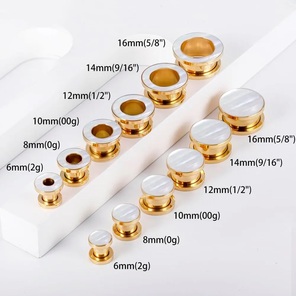 DOEARKO 2 Pairs Conch Shell Ear Gauges Tunnels and Plugs 316L Stainless Steel Hypoallergenic Earrings Ears Expander Body Jewelry