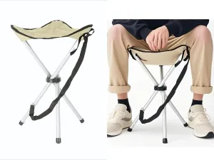 Folding Camping Stool,16.5" Folding Camping Chairs,Portable Tripod Seat,Outdoor Travel Tall Chair for Camping Walking Hunting Hiking Fishing Mountaineering Picnic Beach BBQ Garden Lawn(apricot)