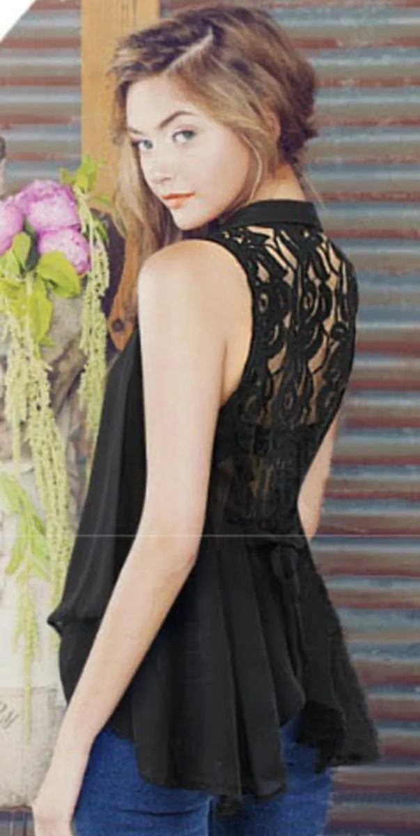 GK-O Women Chiffon Lace Floral Vest Sleeveless Loose Waistcoat Cardigan