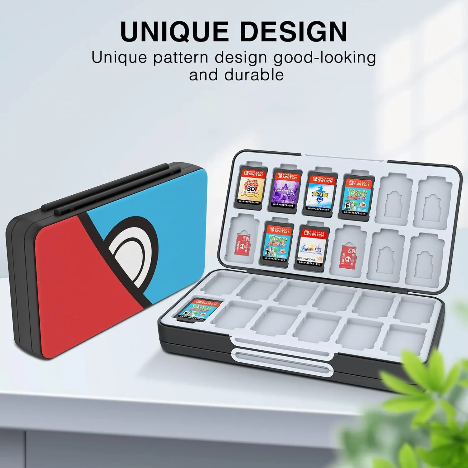 HEIYING Game Card Case for Nintendo Switch & Switch OLED,Customized Pattern Portable Travel Carry Case with 48 Game Card Slots and 24 Micro SD Cards Slots