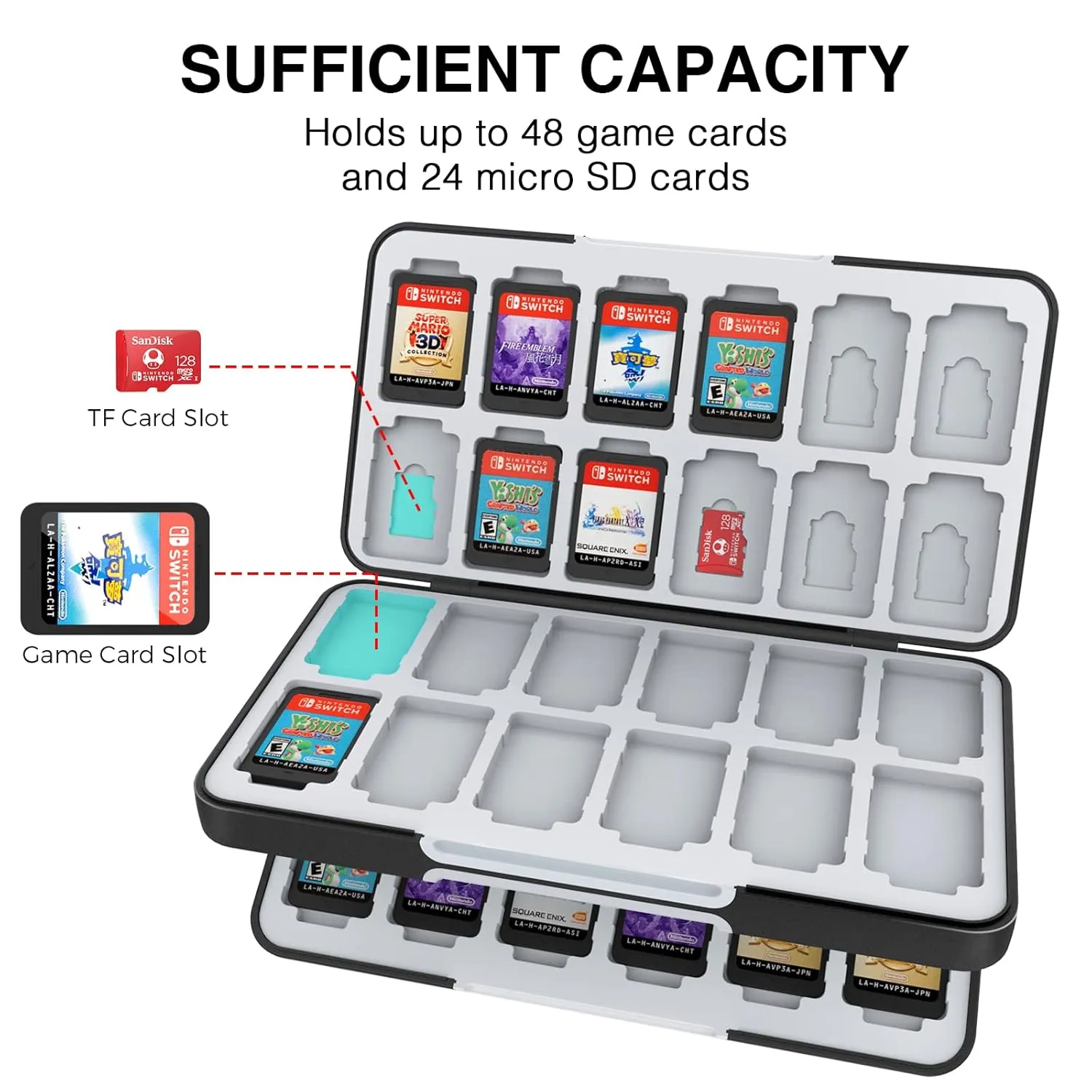 HEIYING Game Card Case for Nintendo Switch & Switch OLED,Customized Pattern Portable Travel Carry Case with 48 Game Card Slots and 24 Micro SD Cards Slots