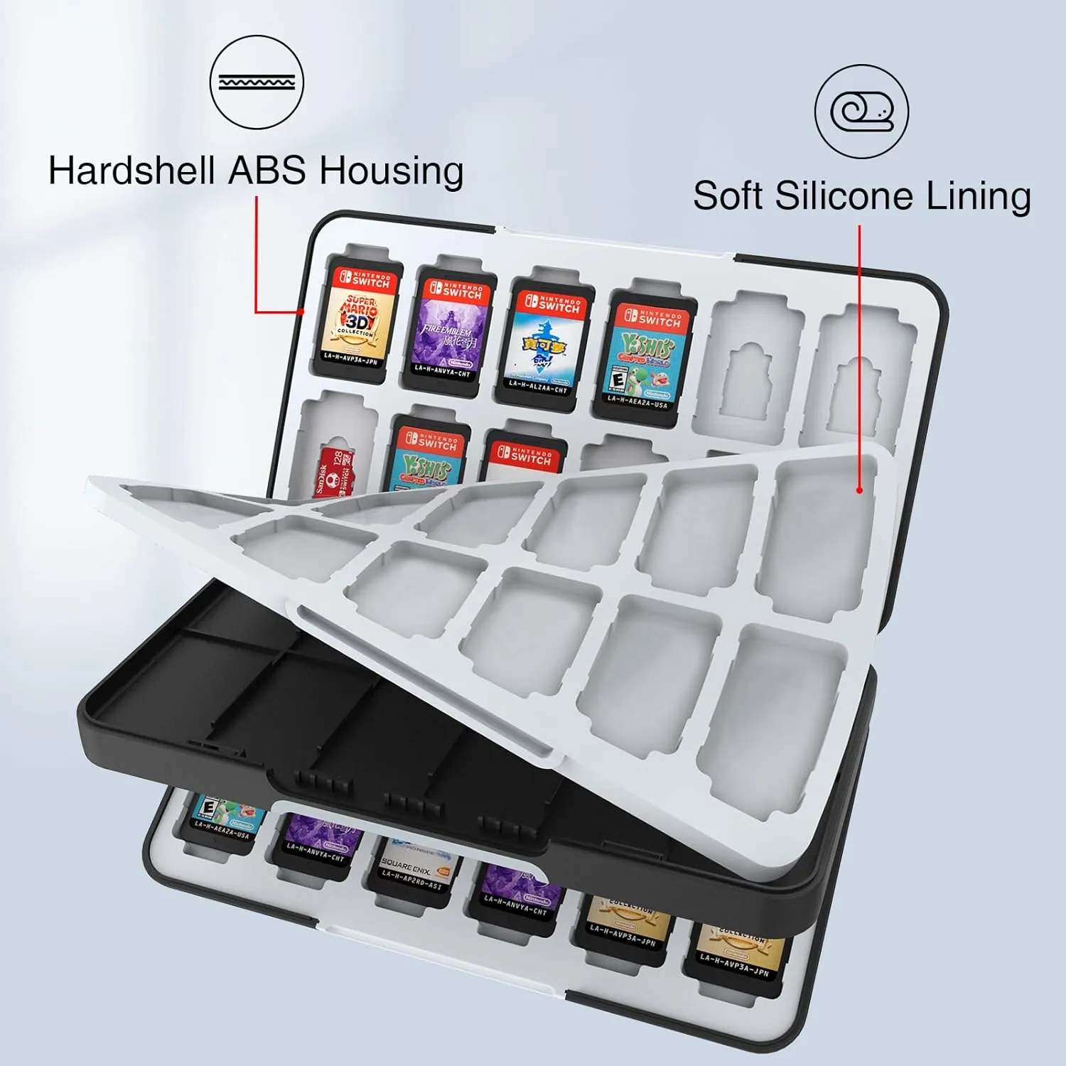 HEIYING Game Card Case for Nintendo Switch & Switch OLED,Customized Pattern Portable Travel Carry Case with 48 Game Card Slots and 24 Micro SD Cards Slots