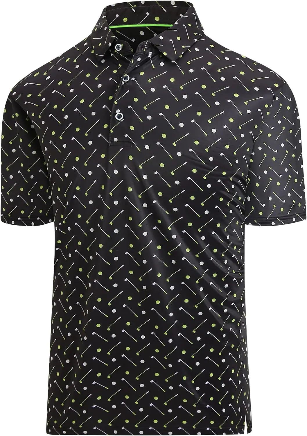 Hodaweisolp Golf Shirts for Men Dry Fit Print Moisture Wicking Performance Short Sleeve Polo Shirt
