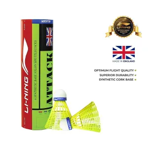 Li-Ning Attack Nylon Shuttle, Pack of 6(Badminton Shuttlecock)