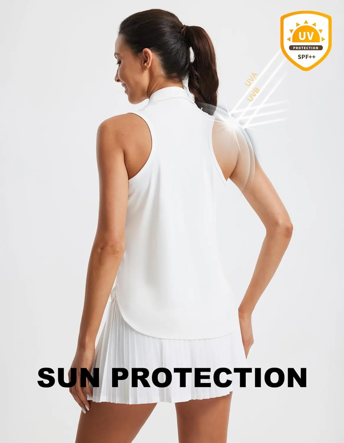 Libin Women's Sleeveless Golf Shirts Racerback Zip Up Tennis Polo Shirts Quick Dry Athletic Tank Tops with Collar