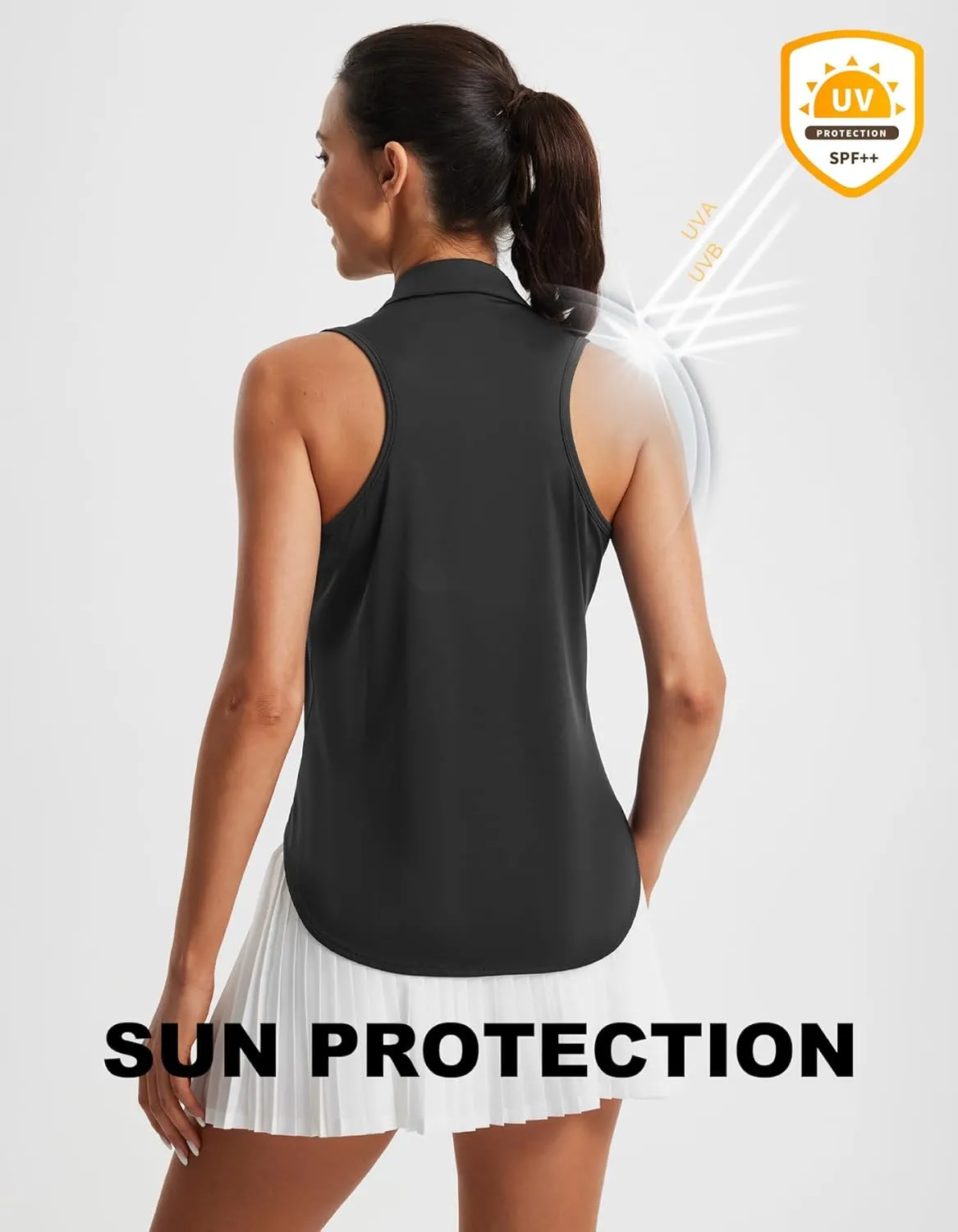 Libin Women's Sleeveless Golf Shirts Racerback Zip Up Tennis Polo Shirts Quick Dry Athletic Tank Tops with Collar