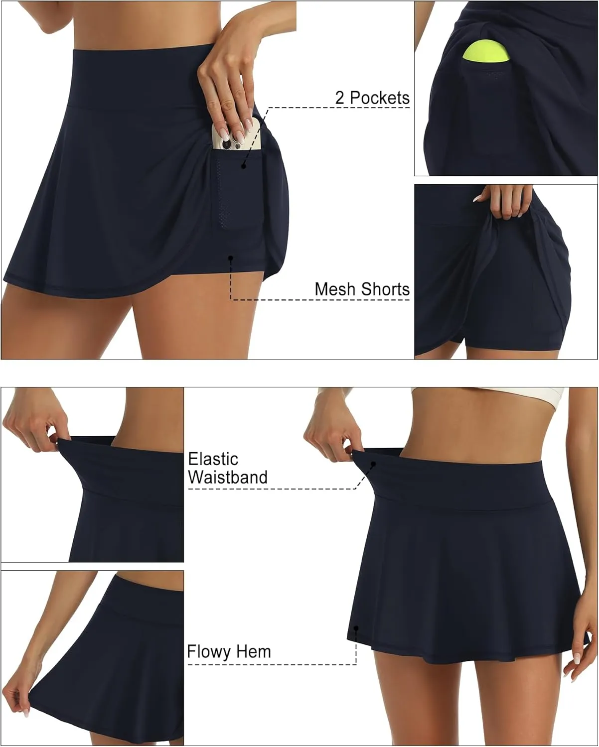 LouKeith Womens Tennis Skirt High Waisted Pleated Golf Skirts Mini Casual Workout Athletic Skorts with Pockets