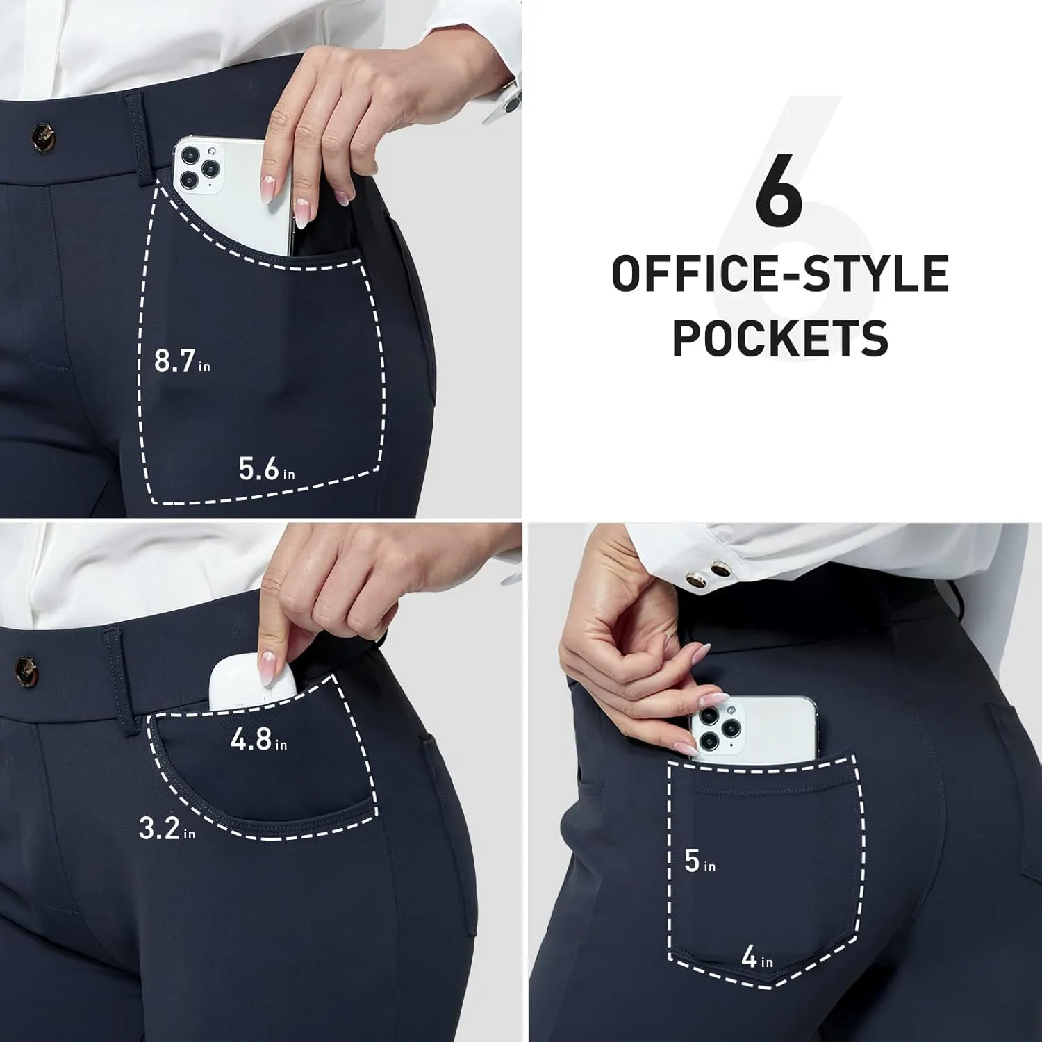 M MOTEEPI Yoga Dress Pants for Women 31''/29''/33'' High Waisted Pull on Work Pants Business Slacks
