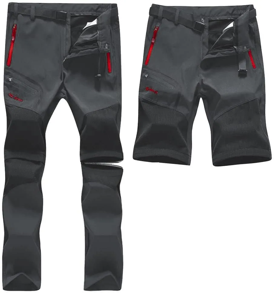 Men's Convertible Hiking Pants Zip Off Lightweight Quick Dry Outdoor Waterproof Tactical Cargo Work Pants Camping