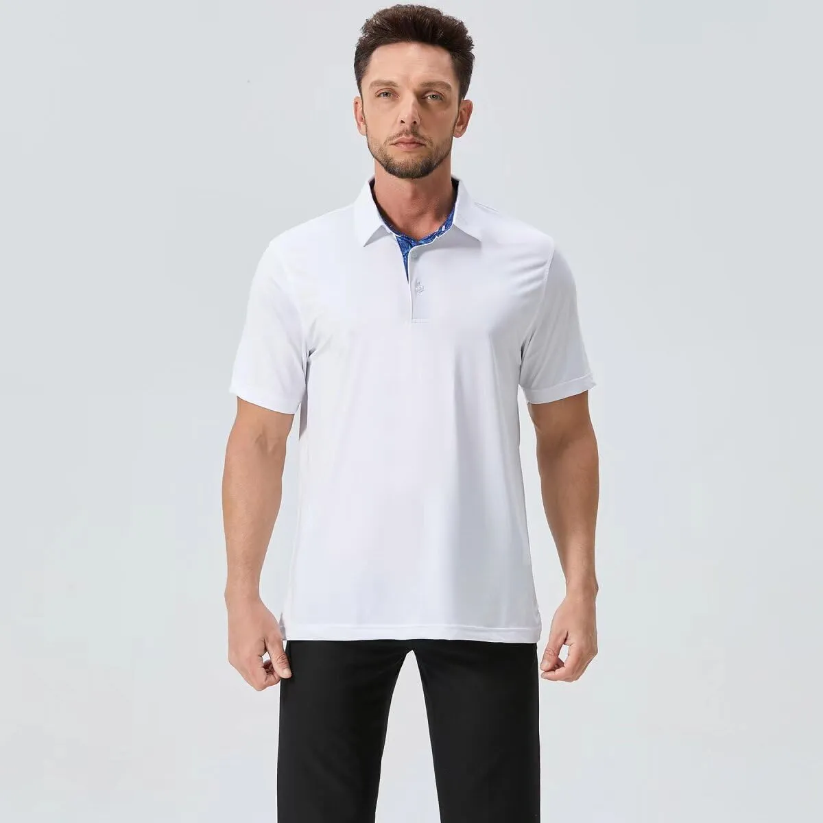 Mens Golf Shirts Dry Fit Short Sleeve Casual Performance Solid Collared Polo Shirts for Men