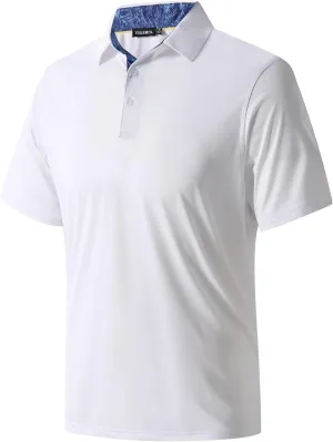 Mens Golf Shirts Dry Fit Short Sleeve Casual Performance Solid Collared Polo Shirts for Men