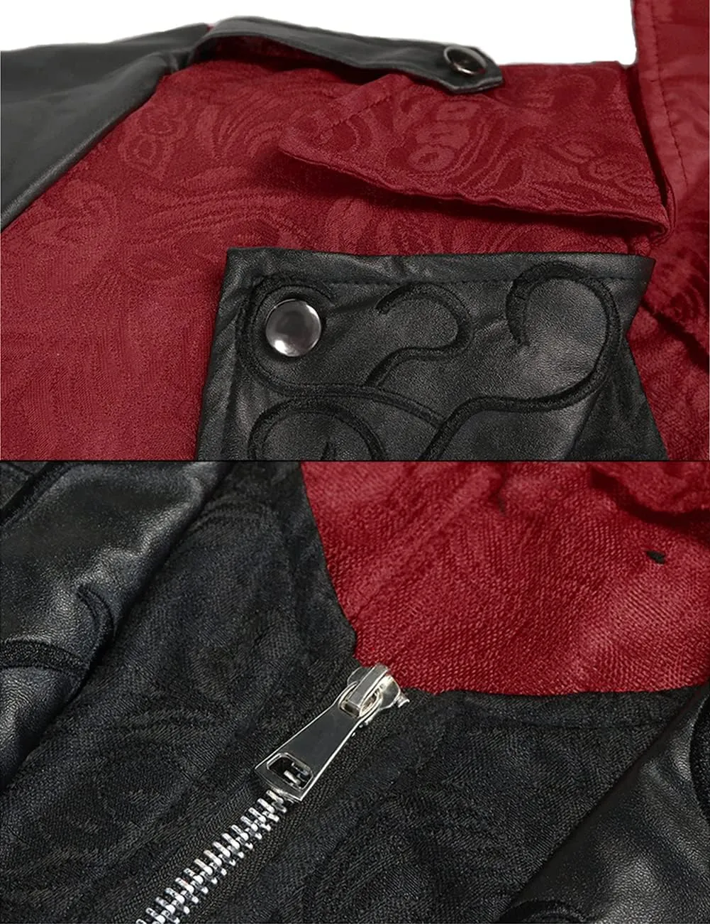 Men's Medieval Tailcoat Steampunk Vintage Spliced Hooded Trench Zipper Coat Gothic Dark Halloween Costume