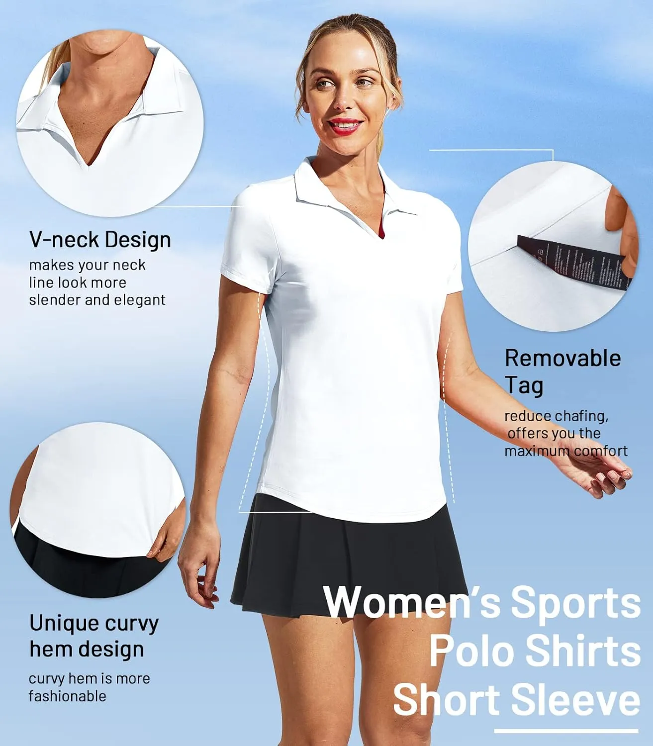 MIER Women's Golf Polo Shirts Collared V Neck Short Sleeve Tennis Shirt, Dry Fit, Moisture Wicking