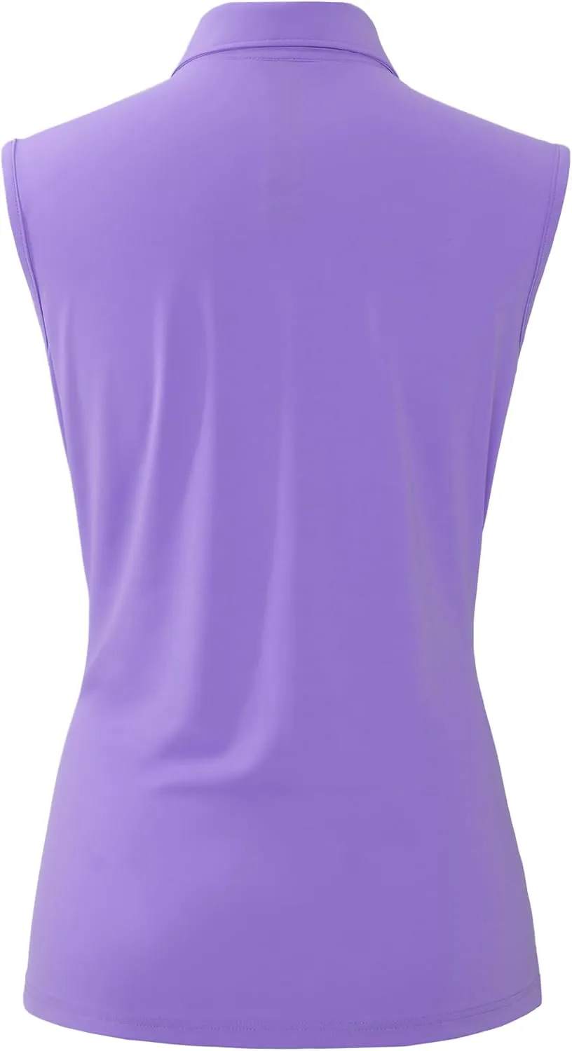 MIER Women's Sleeveless Golf Polo Shirts Athletic Tennis Collared Tank Tops, Quick Dry, UPF 50 