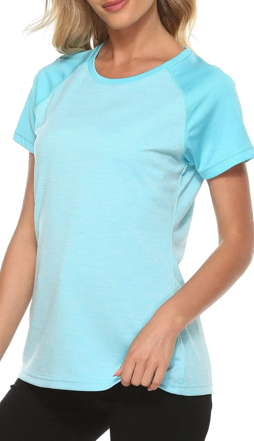MoFiz Women's Short Sleeve UPF 50  Sun Protection Sports T-Shirt Quick Dry Running Workout Athletic Tee Top