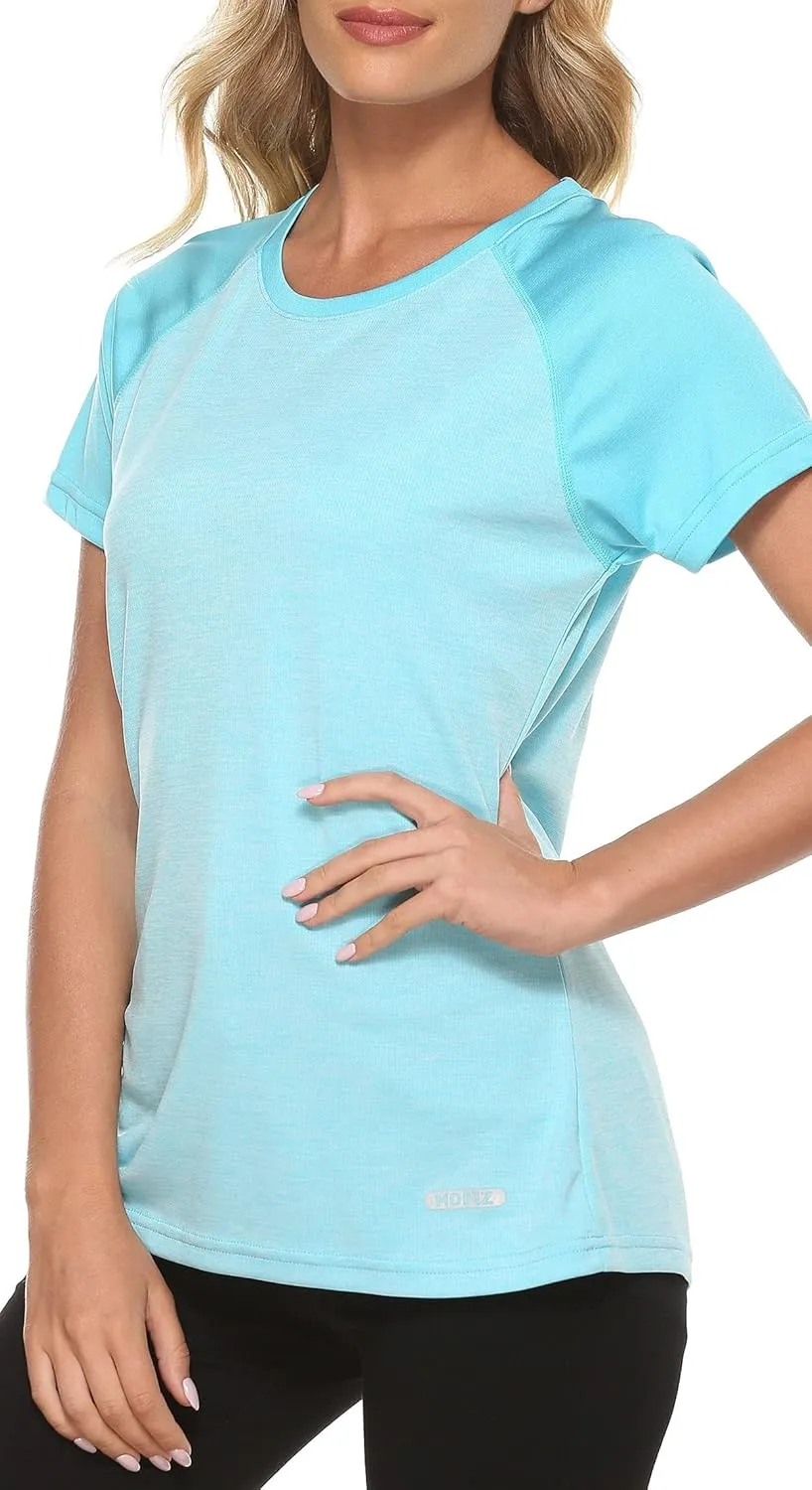 MoFiz Women's Short Sleeve UPF 50  Sun Protection Sports T-Shirt Quick Dry Running Workout Athletic Tee Top