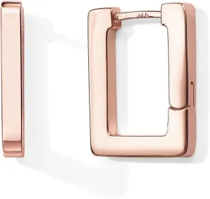 PAVOI 14K Gold Plated 925 Sterling Silver Post Square Hoop Earrings | Geometric Rectangle Gold Hoop Earrings for Women