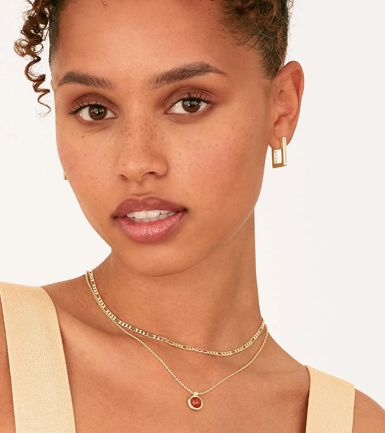 PAVOI 14K Gold Plated 925 Sterling Silver Post Square Hoop Earrings | Geometric Rectangle Gold Hoop Earrings for Women