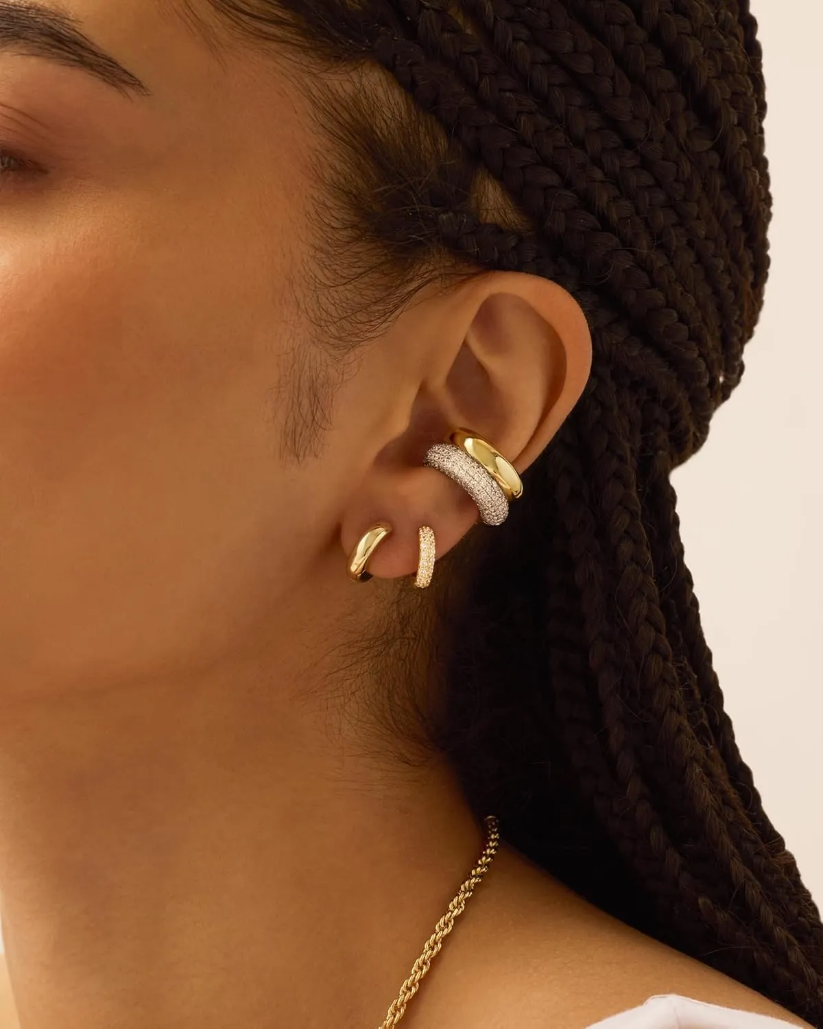 PAVOI 14K Gold Plated Chunky Tubular Hinged Earscape Ear Cuffs for Women | Statement Earring Pair