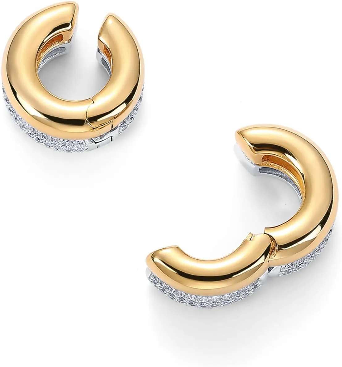 PAVOI 14K Gold Plated Chunky Tubular Hinged Earscape Ear Cuffs for Women | Statement Earring Pair