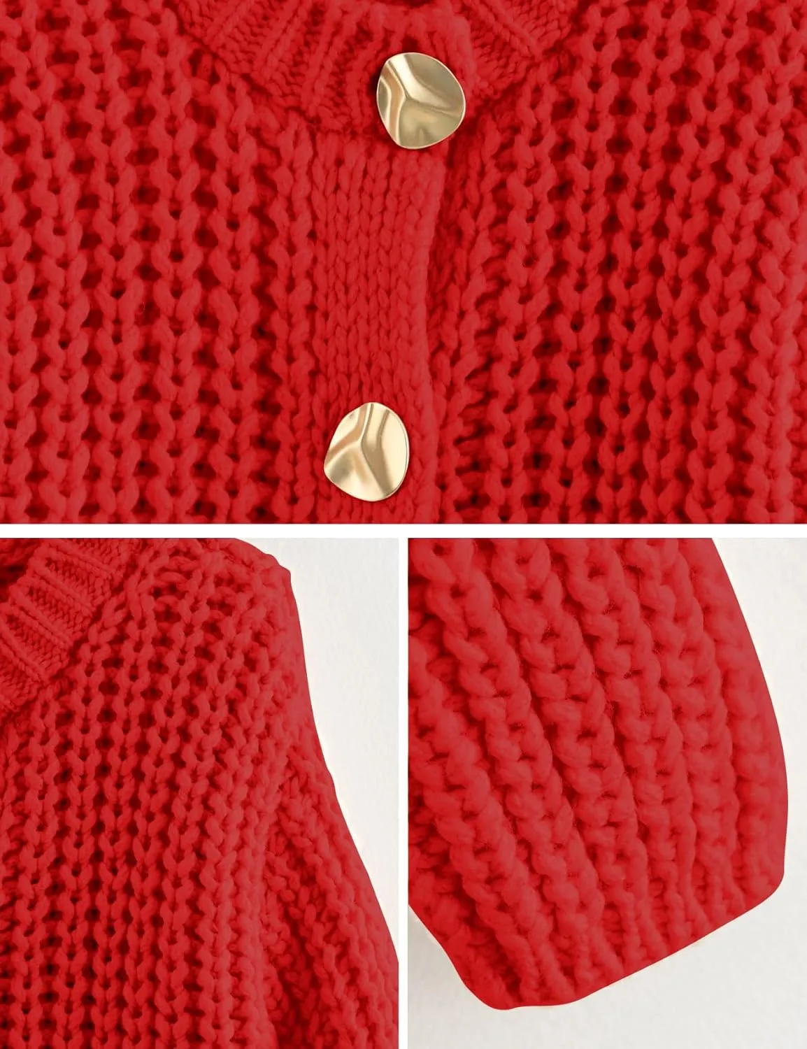 PEHMEA Women's Knit Cardigan Sweaters, Chunky Open Front Button Up Short Sweater Coats for Women Trendy