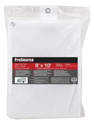 ProSource TW0810 Tarp, 10 ft L, 8 ft W, 10 mil Thick, Plastic, White :EA: QUANTITY: 1