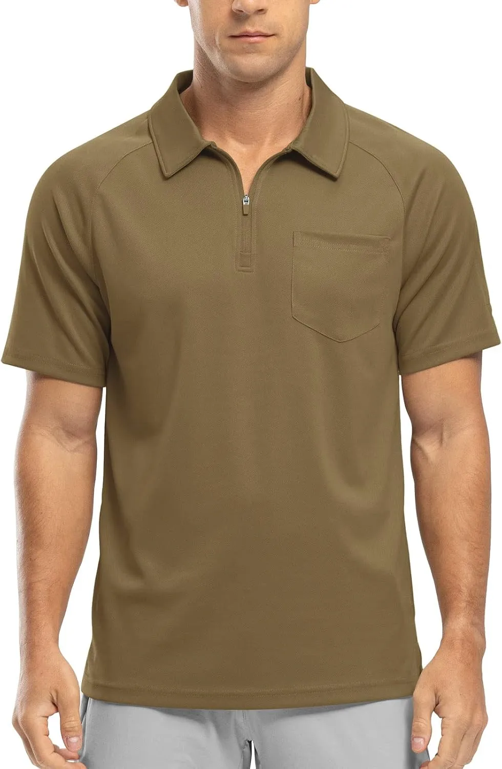 Rdruko Men's Polo Shirts with Pocket Short Sleeve Dry Fit 1/4 Zip Golf Sports Collared Summer T Shirts