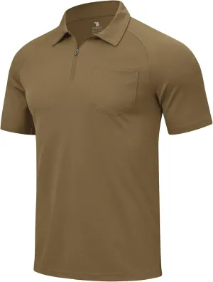 Rdruko Men's Polo Shirts with Pocket Short Sleeve Dry Fit 1/4 Zip Golf Sports Collared Summer T Shirts