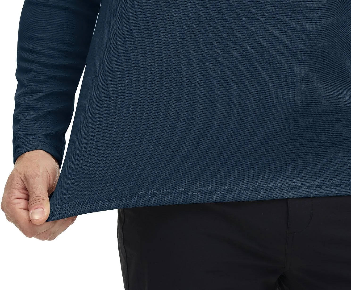 Rdruko Men's Polo with Pocket Long Sleeve Quick Dry Outdoor Golf Pullover Collared T-Shirt