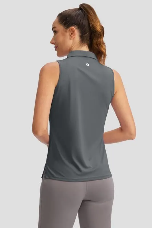 SANTINY Women's Sleeveless Golf Shirt V-Neck Tennis Tank Tops Collared Golf Polo Shirts for Women