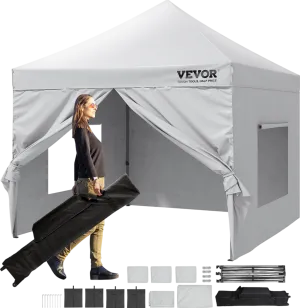 Vevor Pop Up Canopy Tent 10' x 10' with Removable Sidewalls UV Resistant Waterproof New