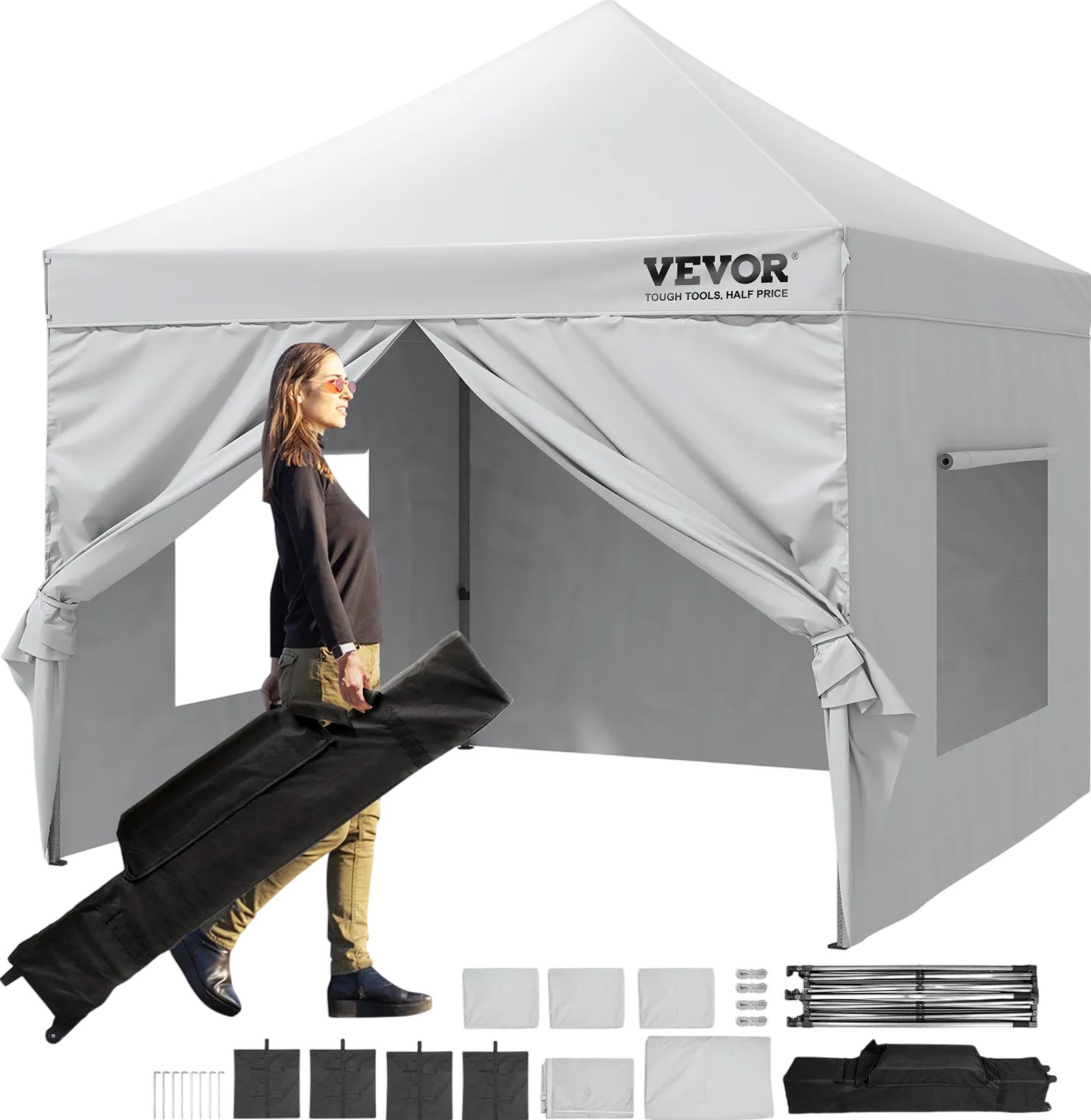 Vevor Pop Up Canopy Tent 10' x 10' with Removable Sidewalls UV Resistant Waterproof New