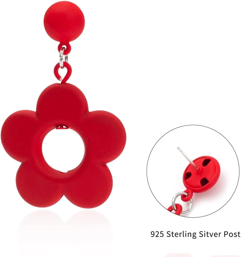 Vintage Floral Earrings - Daisy & Groovy Designs, Dangle Clay Earrings