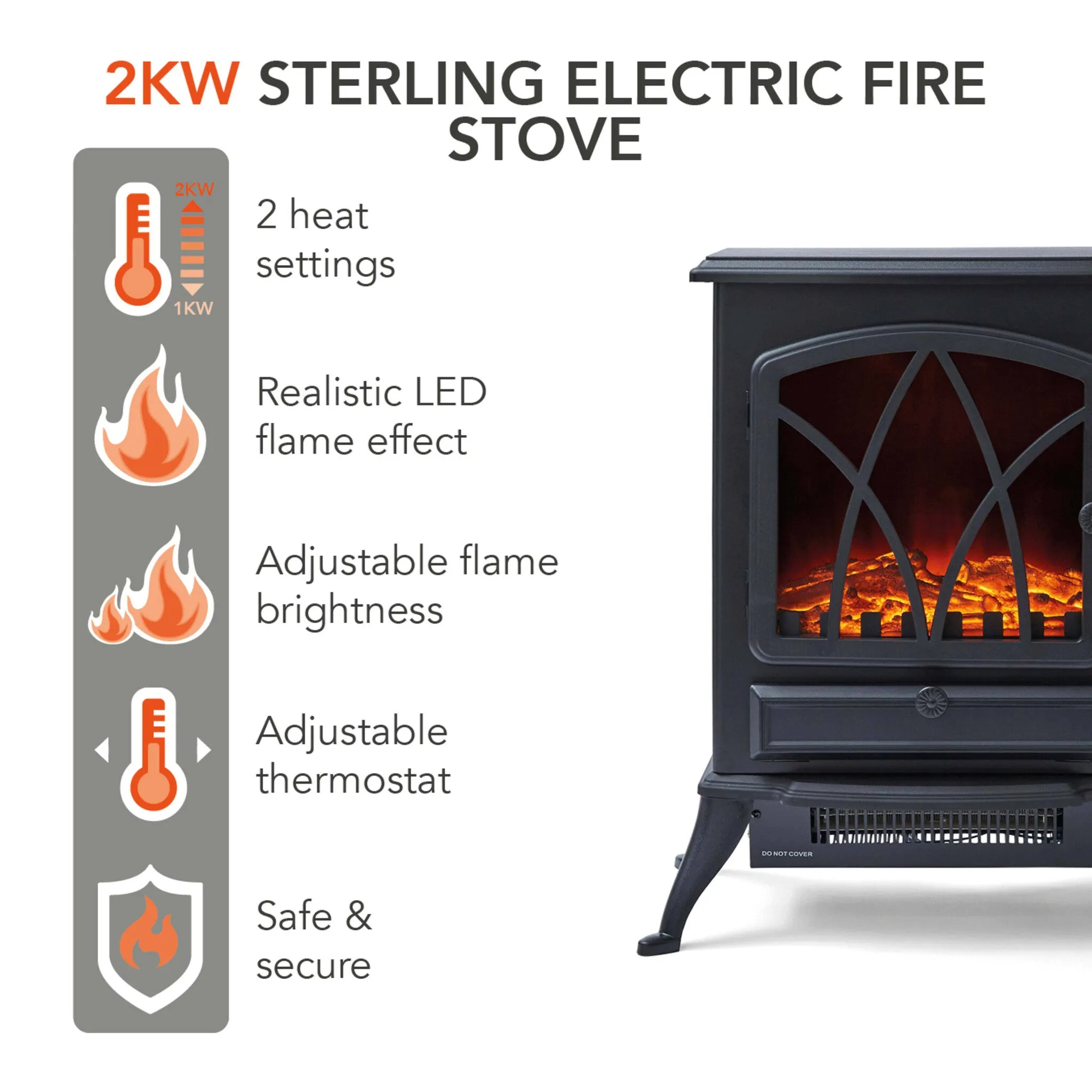 Warmlite heating WL46018 fireplace Indoor Freestanding fireplace Electric Black