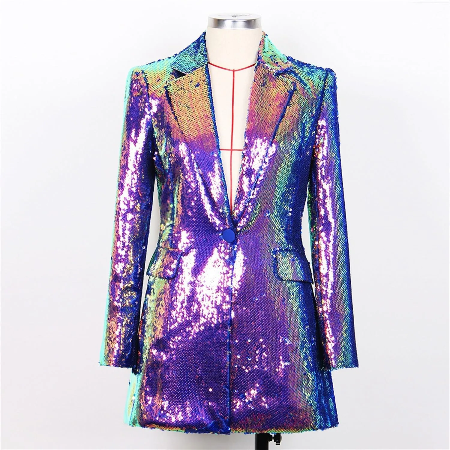 Women's Sequin Jacket Blazer Glitter Sparkly Coat Party Christmas Casual Cardigan Long Blazers