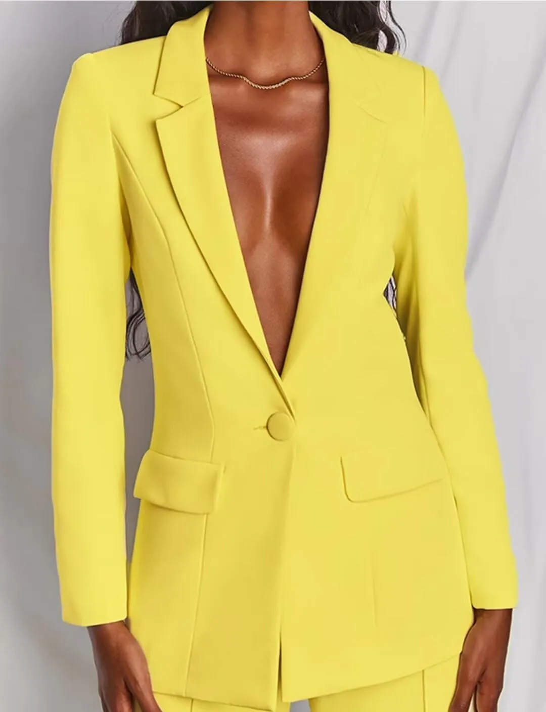 Women's Two Pieces Suit Set One Button Jacket and Pants Solid Business Office Lady Tuxedos