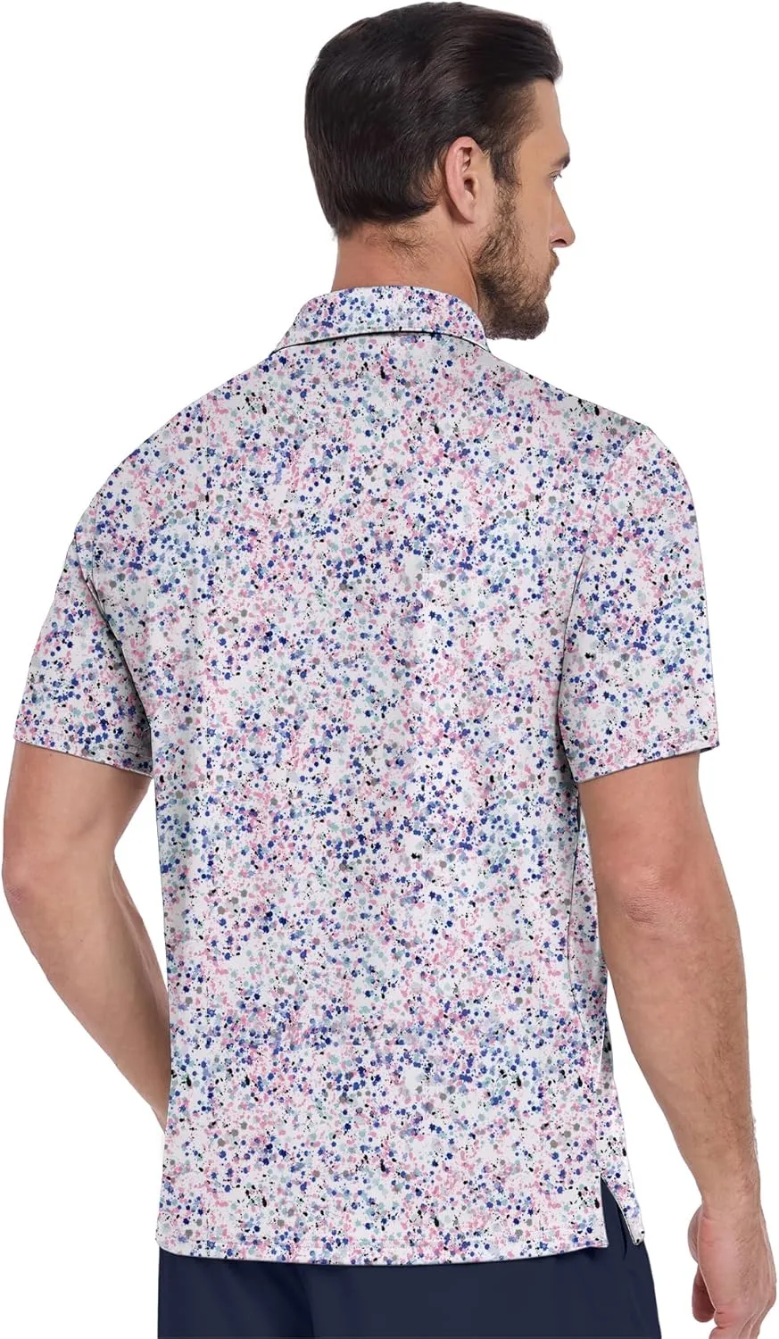 ZITY Men's Golf Shirts Short Sleeve Moisture Wicking Performance Print Patterns Casual Collared Golf Polo Shirt for Men