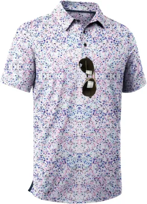 ZITY Men's Golf Shirts Short Sleeve Moisture Wicking Performance Print Patterns Casual Collared Golf Polo Shirt for Men