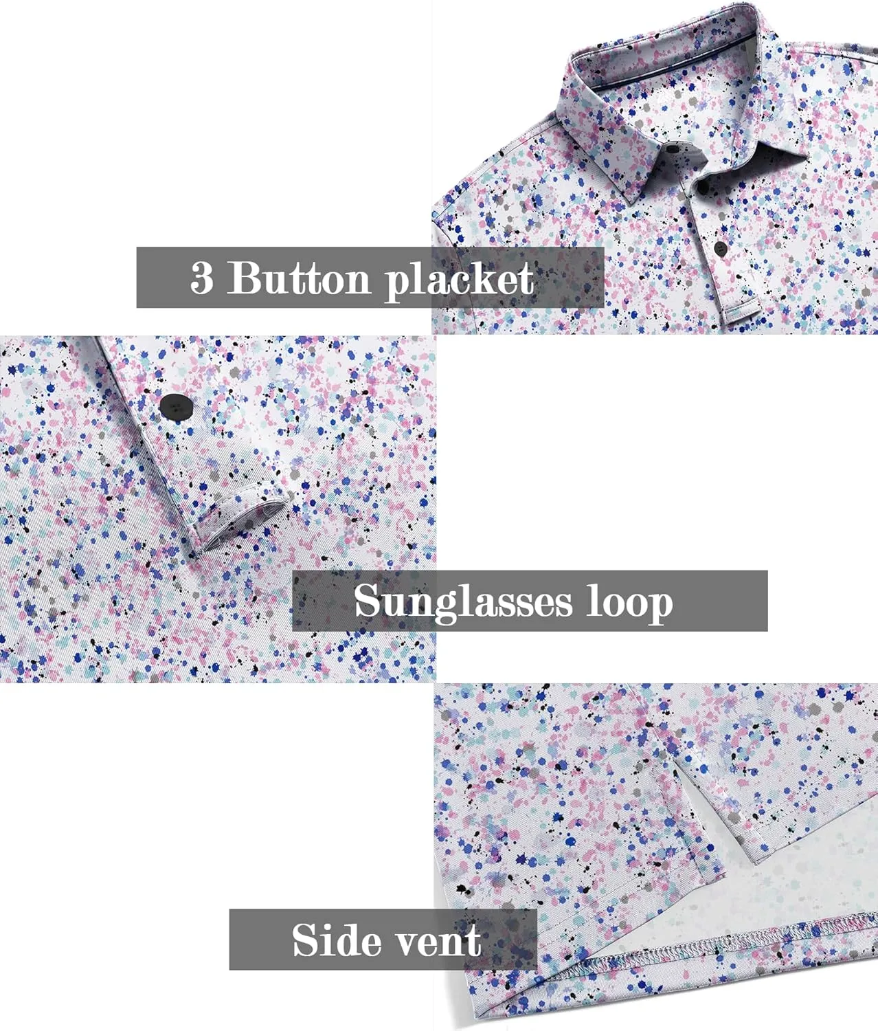 ZITY Men's Golf Shirts Short Sleeve Moisture Wicking Performance Print Patterns Casual Collared Golf Polo Shirt for Men