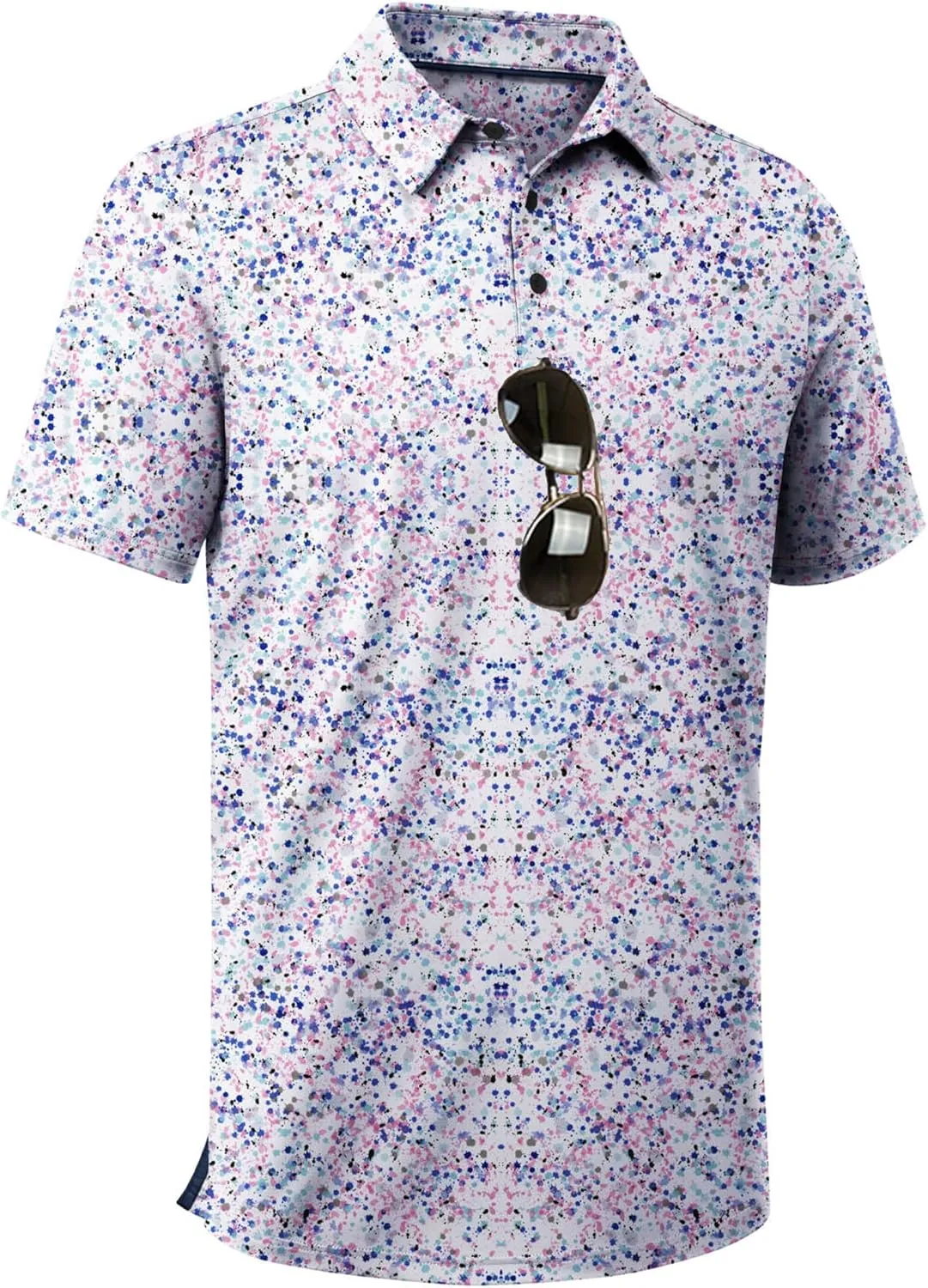 ZITY Men's Golf Shirts Short Sleeve Moisture Wicking Performance Print Patterns Casual Collared Golf Polo Shirt for Men